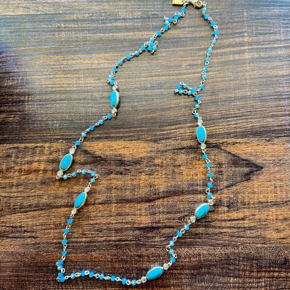 New Ralph Lauren Turquoise Beaded Gold Plated Necklace - Picture 3 of 6